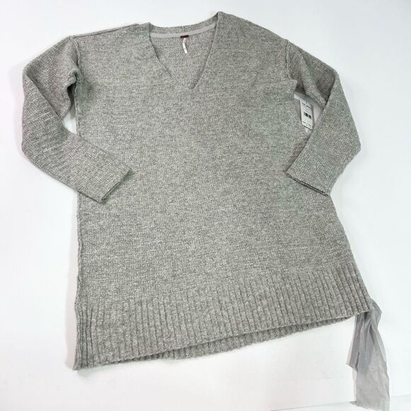 Free People Heart It Laces Sweater Women Medium Tunic Side Tie Oversized NEW - Picture 1 of 13